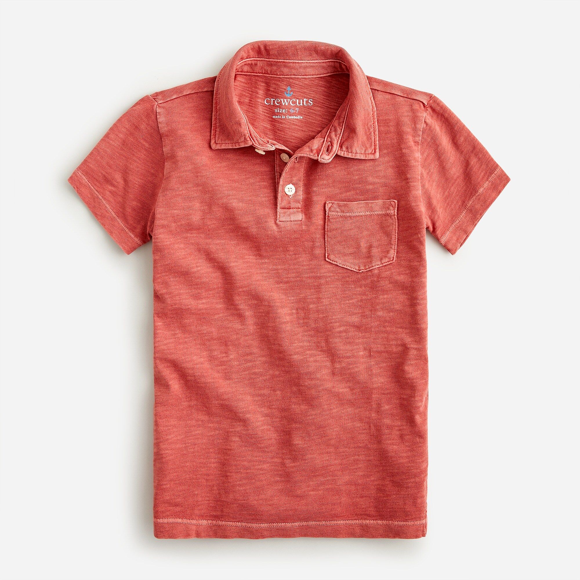 Boys' garment-dyed pocket polo | J.Crew US
