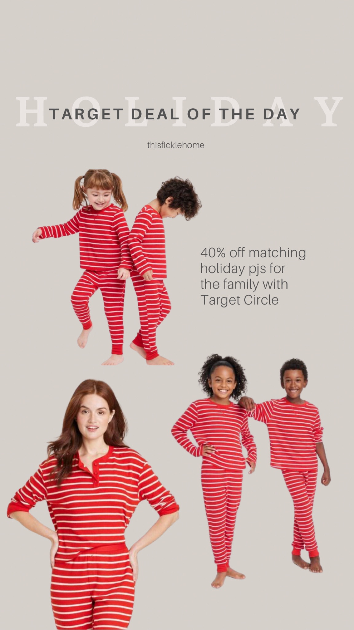 Matching Christmas pjs, family pajamas, striped holiday pajamas, Target circle offers.

40% off at Target!

#LTKsalealert #LTKHoliday #LTKkids