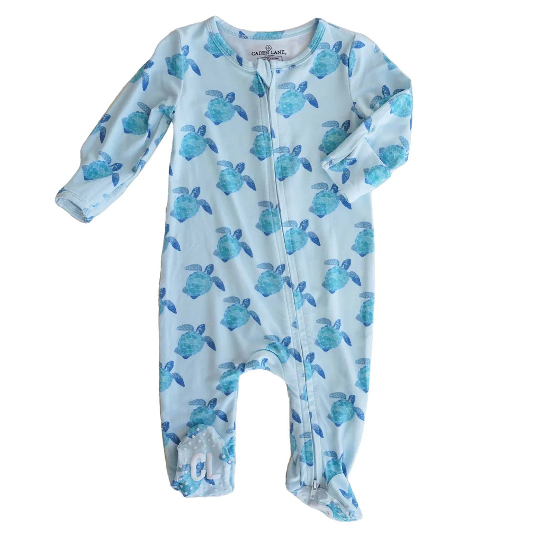 Tropical Turtles Zipper Footie | Caden Lane