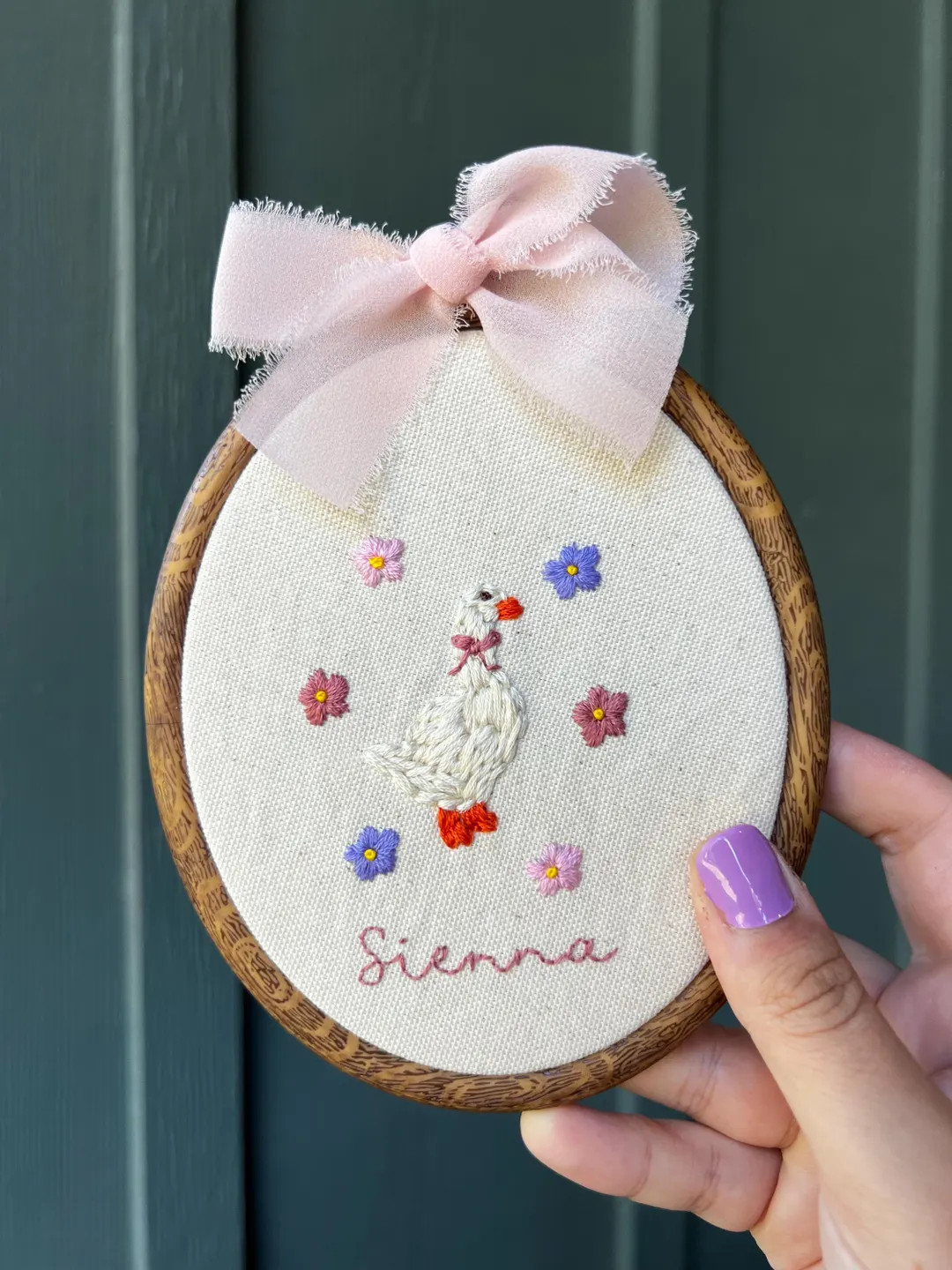 Custom ~5in wide x 6in tall Hand Embroidered Goose with Florals Hoop Add a sweet touch to your ho... | Etsy (US)