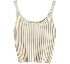 SweatyRocks Women's Ribbed Knit Crop Tank Top Spaghetti Strap Camisole Vest Tops | Amazon (US)