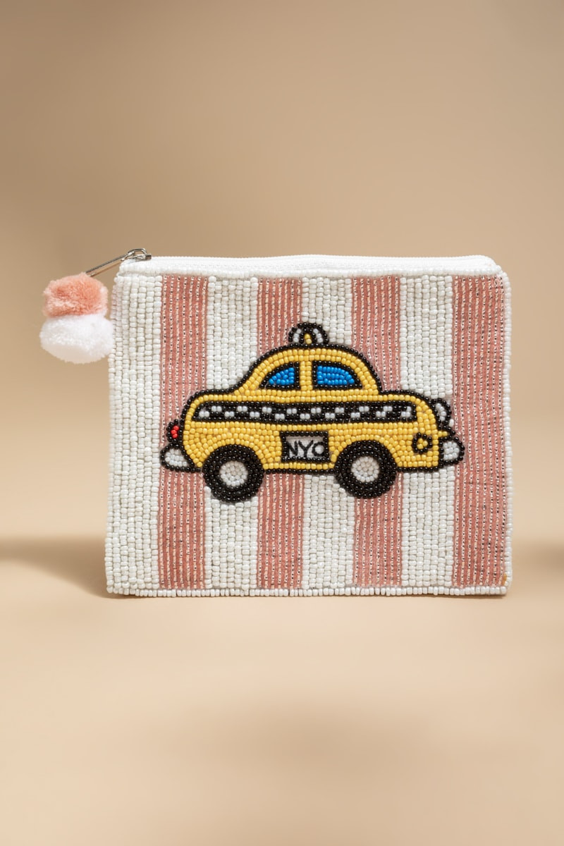 Joan Taxi Cab Beaded Pouch | Francesca's