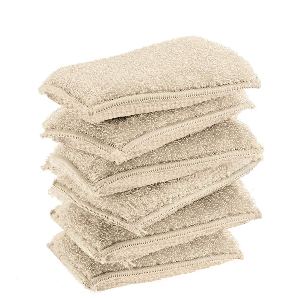 KMAKII Bamboo Kitchen Sponges Dish Sponges Natural Cleaning Sponges Beige 6 Pack | Amazon (US)