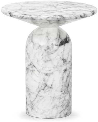 Poly & Bark Wels End Table – Marble Top and Iron Frame – Gray - Modern Accent Table for Livin... | Amazon (US)