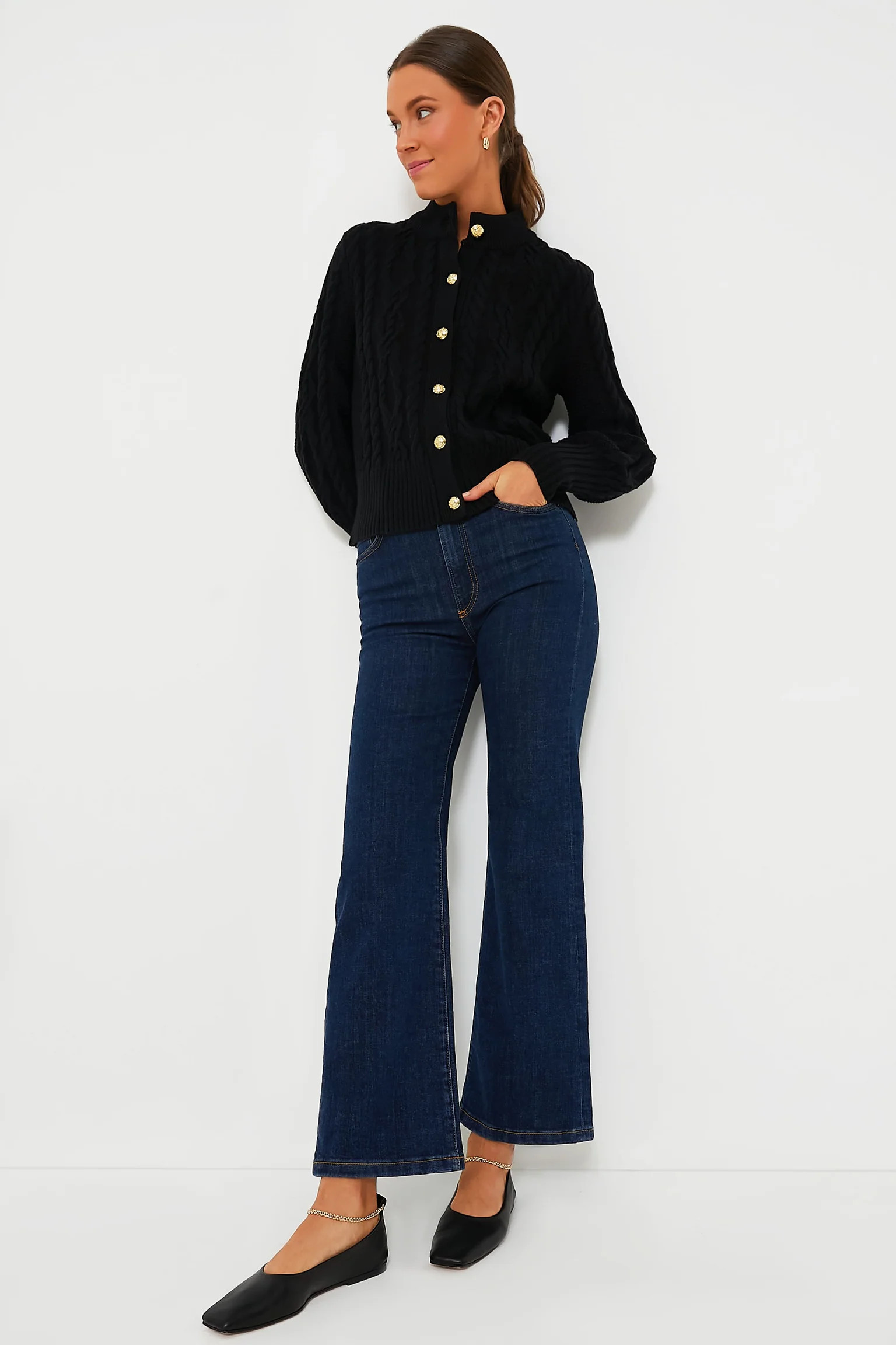 Black Cotton Colette Cardigan | Tuckernuck (US)