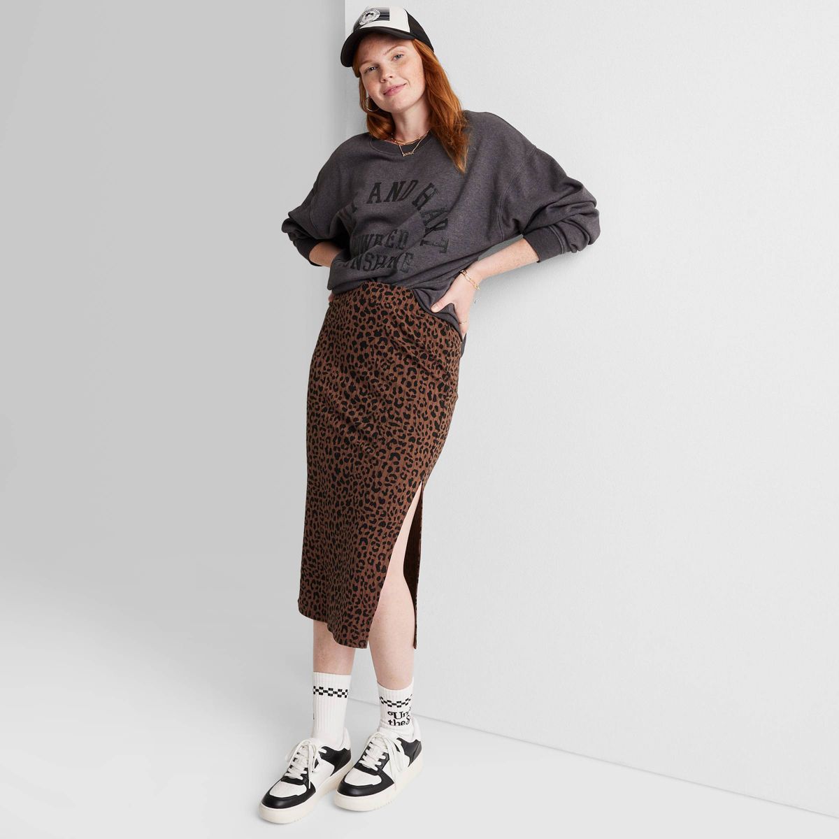 Women's Ascot + Hart Leopard Print Graphic Maxi Skirt - Brown | Target