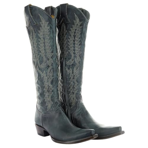 Old Gringo Mayra Women's Cowboy Boots, Dark Jade Green Leather, 18 Inch Shaft, Snip Toe, Inside Zipper, Distressed Finish (8.5, US Footwear Size System, Adult, Women, Numeric, Medium, 8.5) | Amazon (US)