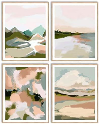 Printsmo Modern Abstract Neutral Earthtones Landscape Art Print Set of 4, Minimalist Art Prints f... | Amazon (US)