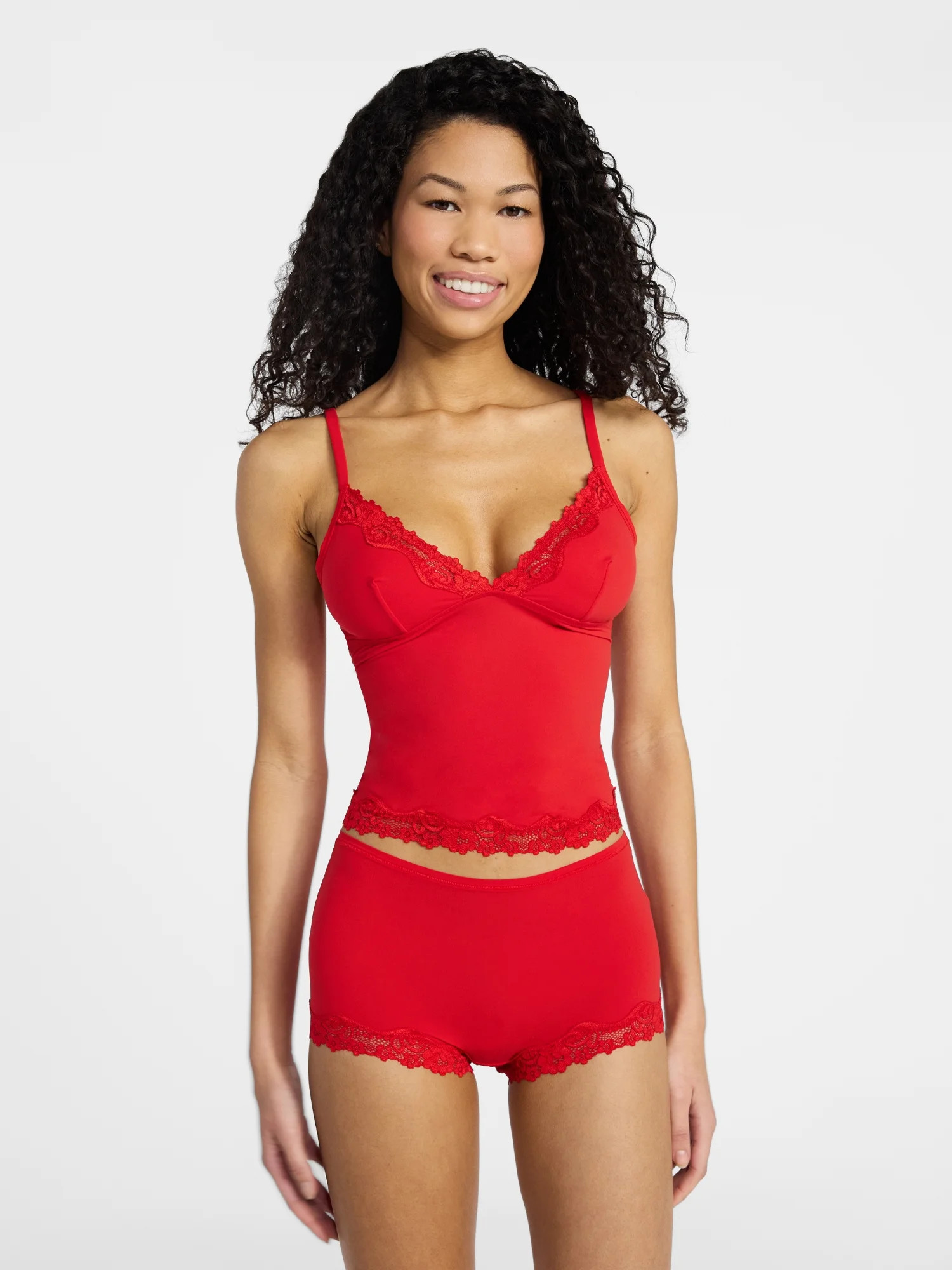 No Boundaries Fit Stretch Cami and Shorts Set with Lace Trim, 2-Piece, Women's XS-XXL | Walmart (US)