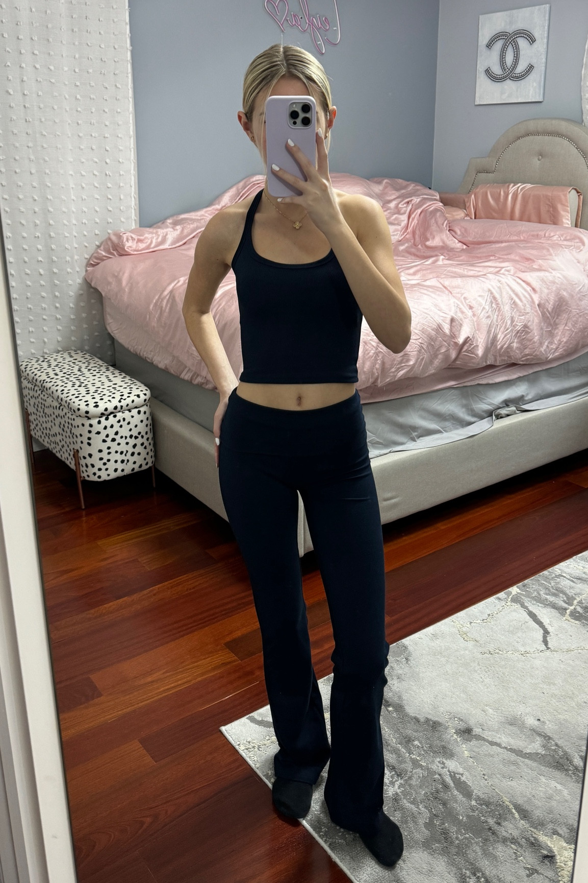 Super cute athletic casual outfit. Navy foldover leggings and navy tank top

#LTKStyleTip #LTKSeasonal #LTKActive