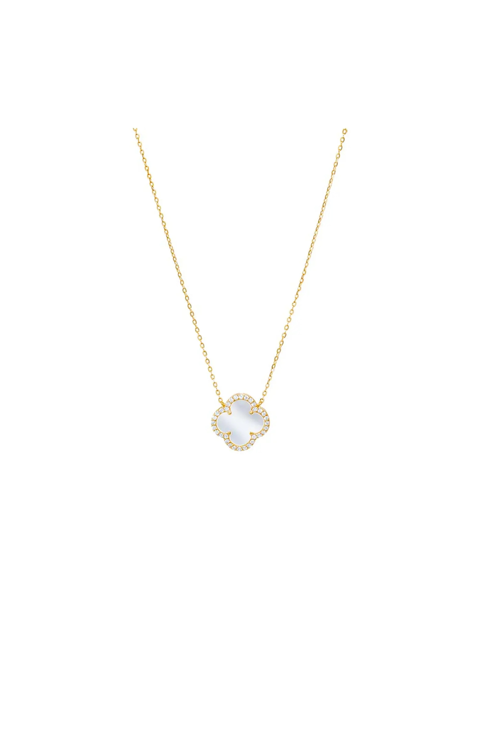 BY ADINA EDEN Pave Colored Stone Clover Necklace | Nordstrom | Nordstrom
