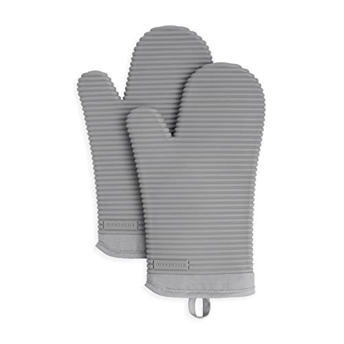 KITCHENAID Ribbed Soft Silicone Oven Mitt 2-Pack Set, 7.5"x13", Grey | Amazon (US)