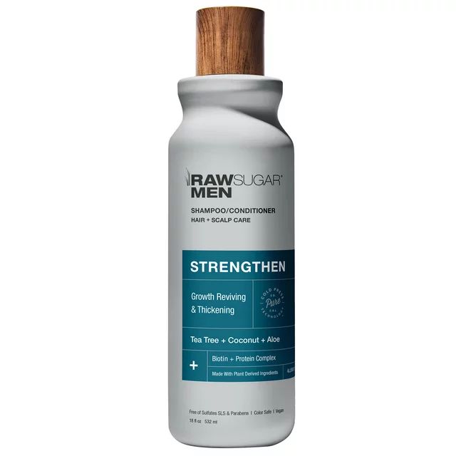 Raw Sugar Men's Strengthen 2-in-1 Shampoo and Conditioner, Coconut, 18 fl oz | Walmart (US)