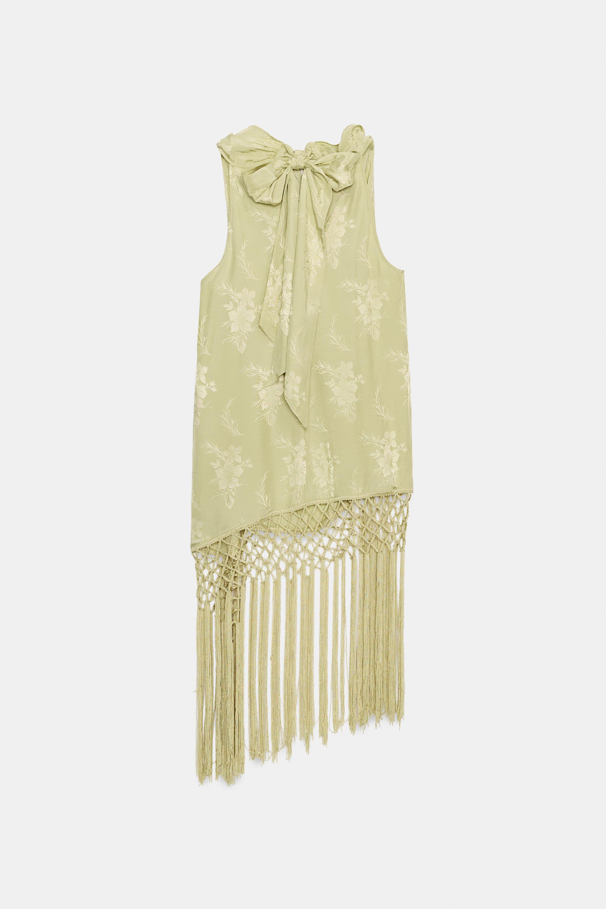 ZW COLLECTION FRINGED JACQUARD TOP | Zara US