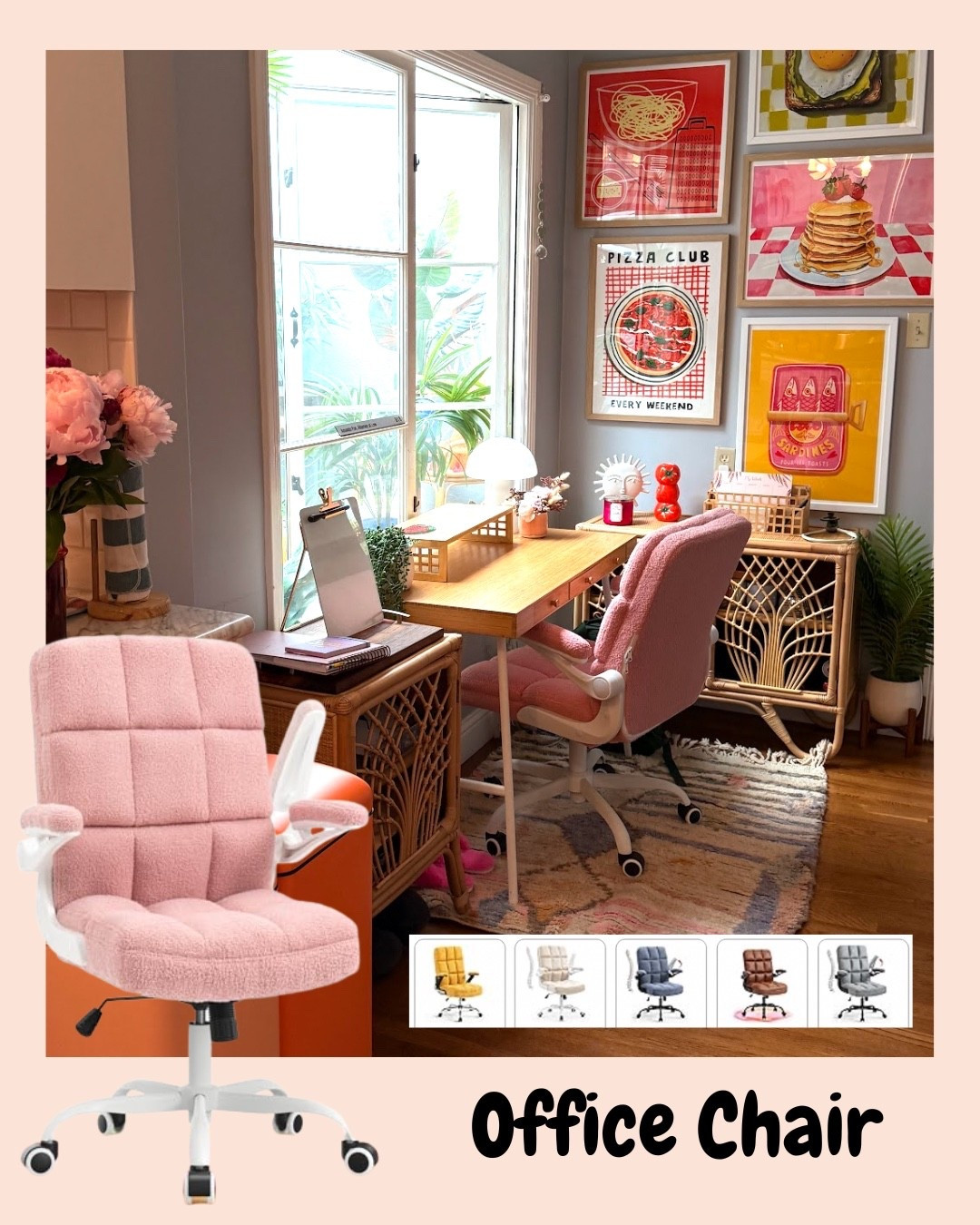 New office chair! Comfy and cute and the arm rests move out of the way if you want! Definitely recommend for home office! 

Cute office decor, pink chair, comfy office chair, work from home 

#LTKFindsUnder100 #LTKHome
