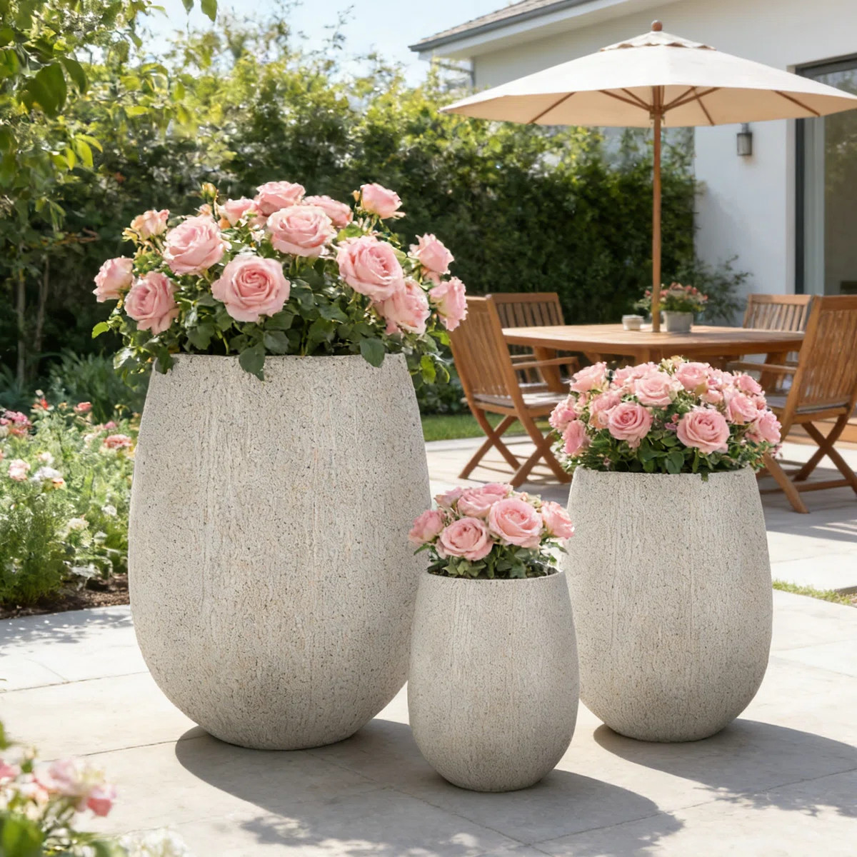 American Traditional 3-Size Outdoor Planter Set With Weather-Resistant MGO Construction | Wayfair North America