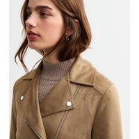 Women's Tan Faux Suede Biker Jacket New Look | New Look (UK)