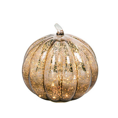 Gold Pre-Lit Mercury Glass Pumpkin | Kirkland's Home
