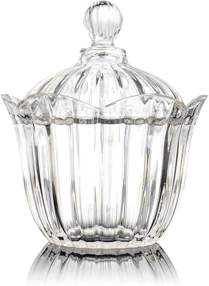 28 oz Large Glass Candy Dish with Lids Crystal Glass Candy Jar Home Decor Covered Wedding Buffet ... | Amazon (US)
