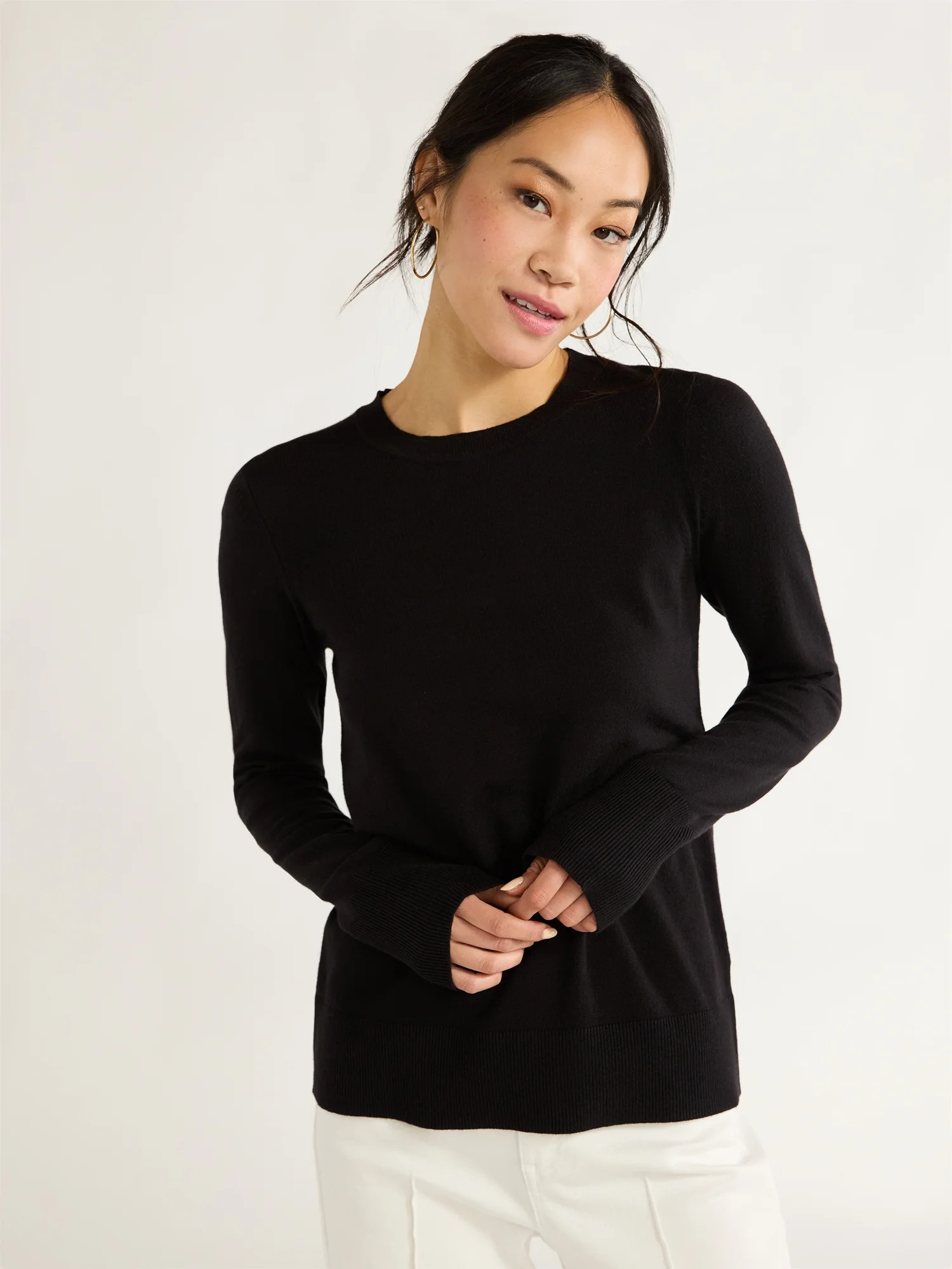 Free Assembly Women’s Cozy Yarn Crewneck Sweater with Long Sleeves, Lightweight, Sizes XS-XXXL | Walmart (US)