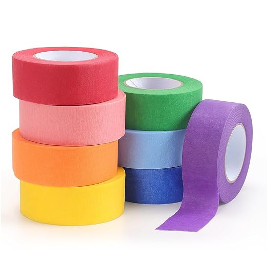 Colored Masking Tape Painters Tape 1 Inch X 20 Yards, 8 Rolls, 160 Yards in Total, Craft Color Pa... | Amazon (US)