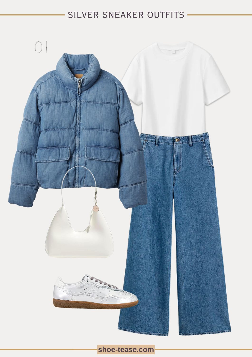 Double denim fall outfit with white T-shirt, and silver sneakers.

#LTKOver40 #LTKSeasonal