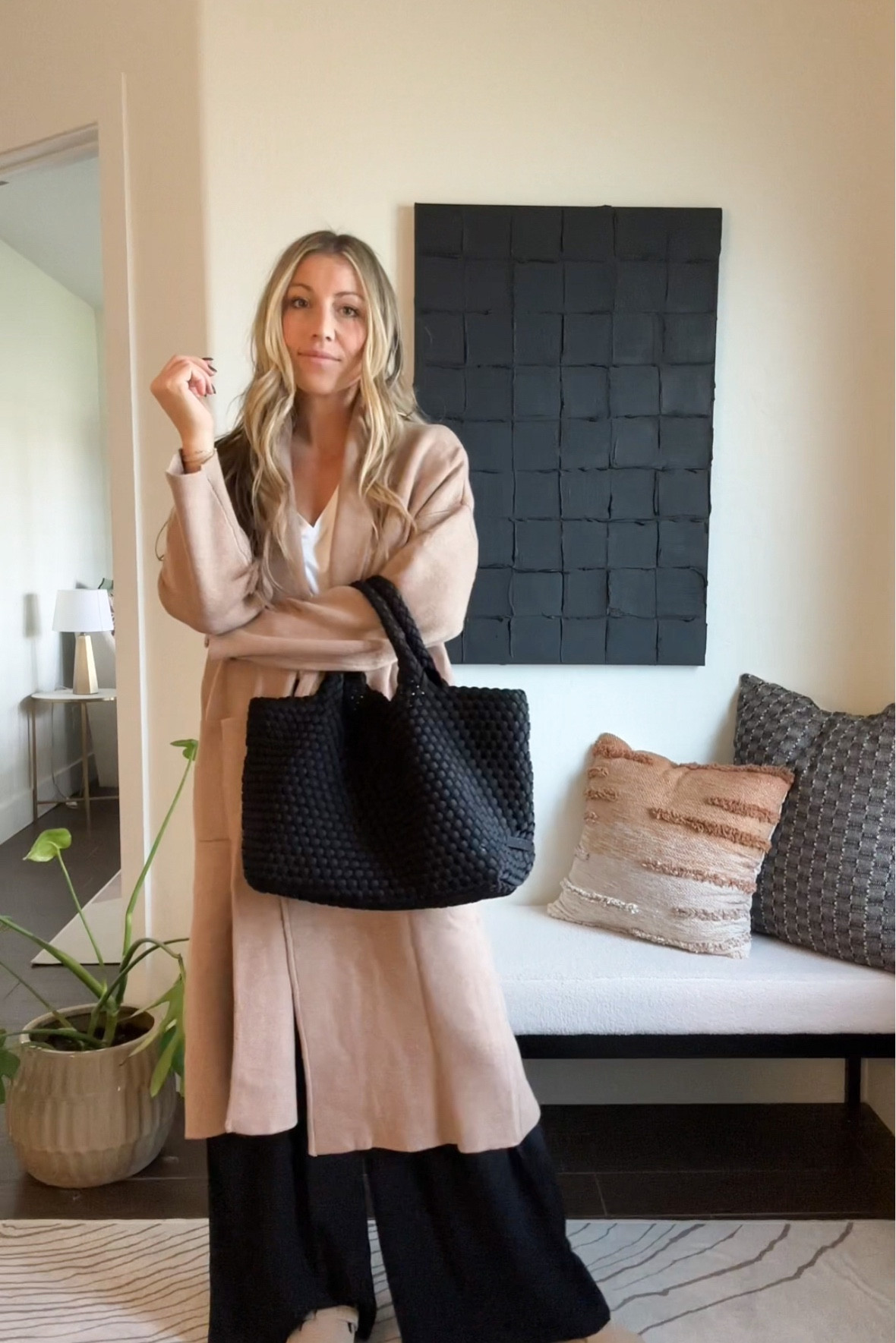 Realistic elevated outfits for when you have nothing to wear. Every woman needs a pair of black wide leg pants to dress up or down. SHOP these pieces in my LTK or on my blog. mango coatigan  #stylingtips #outfitideas #falloutfits #realisticoutfits #nothingtowear #everydaybasics #wardrobeessentials #howtoelevateyourstyle

#LTKSeasonal #LTKstyletip #LTKfindsunder50