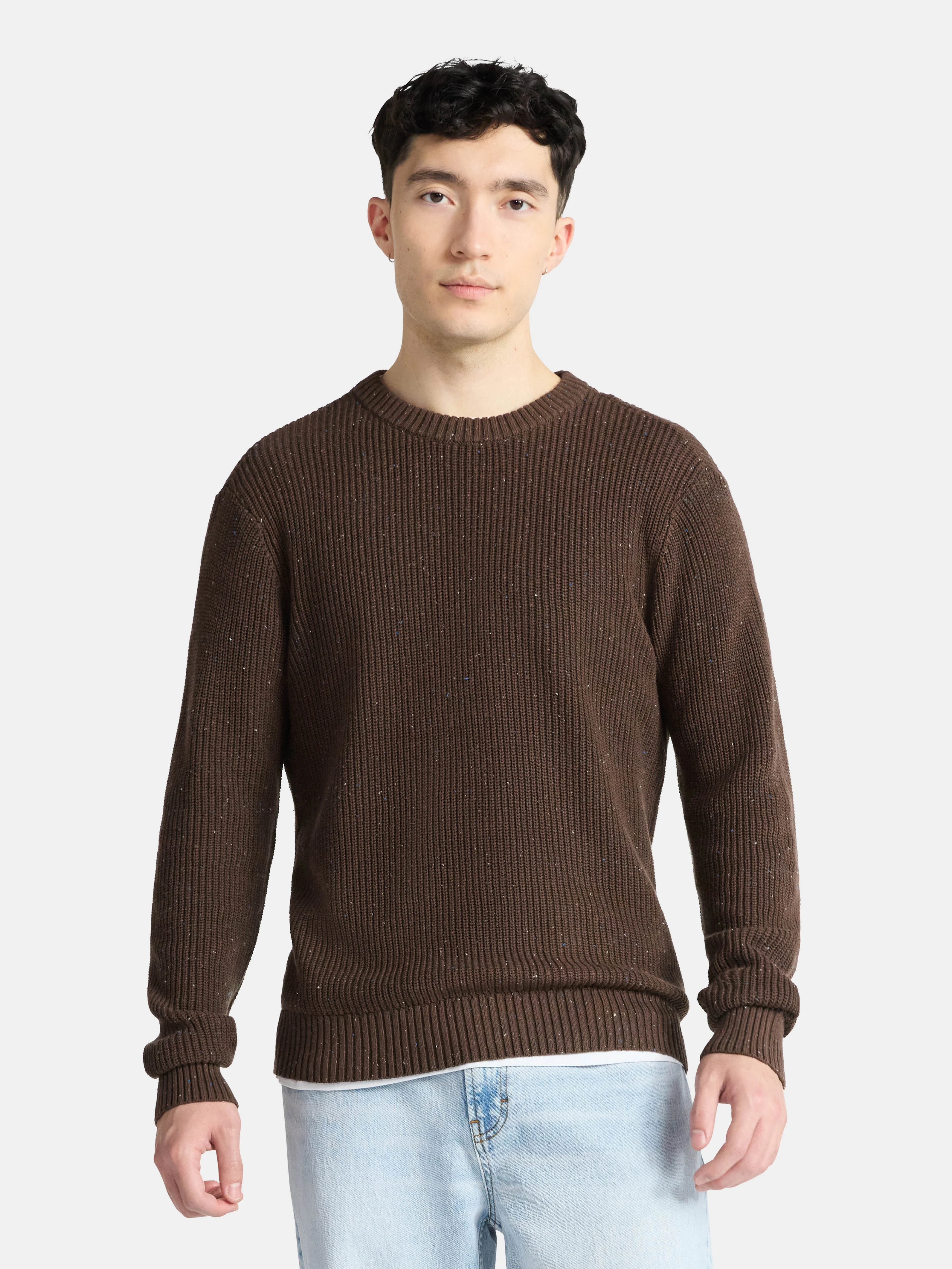 No Boundaries  Souffle Yarn Confetti Sweater with Long Sleeves, Men's Sizes XS-3XL | Walmart (US)