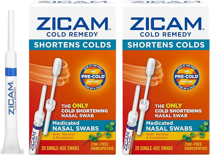 Zicam Cold Remedy Cold Shortening Medicated Nasal Swabs Zinc-Free 40ct | Amazon (US)