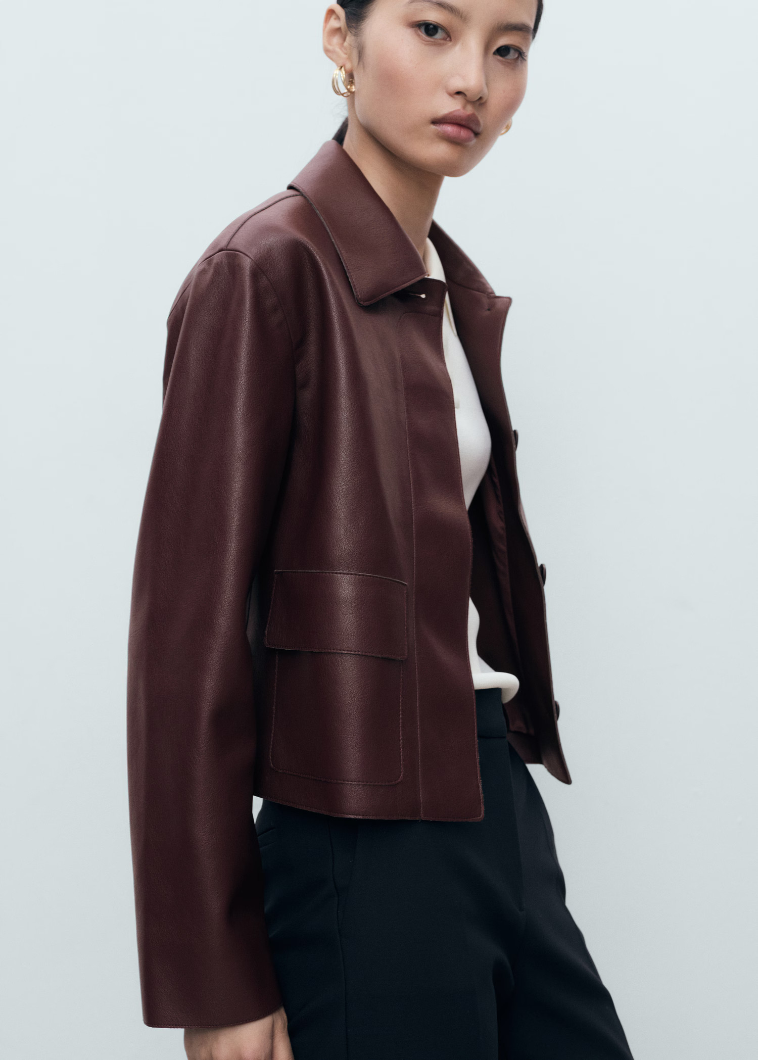 Leather-effect jacket with pockets | Mango (US/MX/AU)