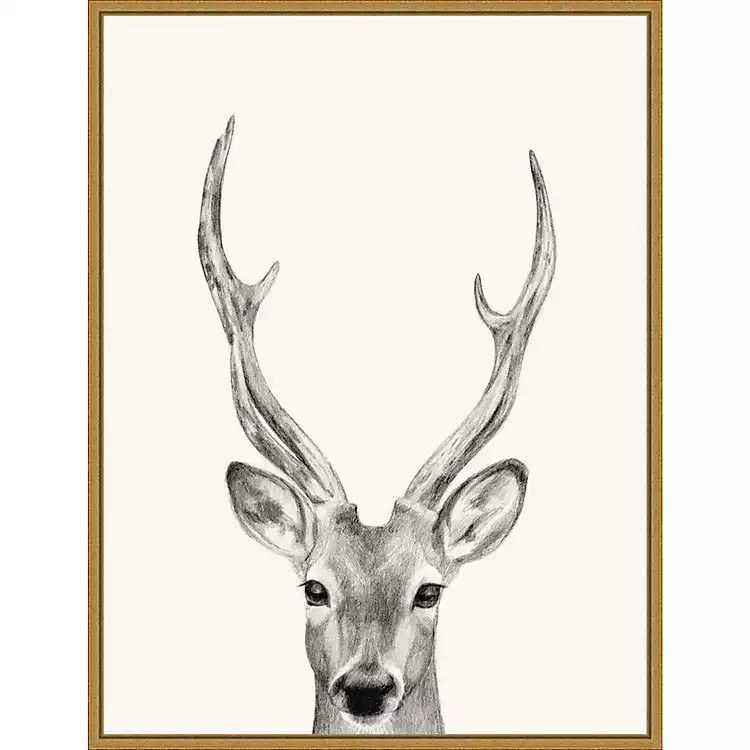 Deer Mug Shot Framed Canvas Art Print | Kirkland's Home