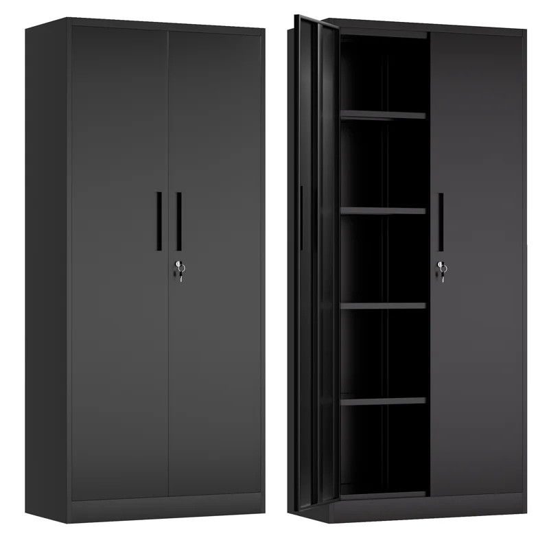 Makeace 72" Heavy-Duty Metal Garage Storage Cabinets with Lock& Adjustable Shelves ,Black Utility... | Wayfair North America