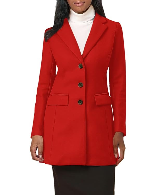 Allegra K Women's 2024 Pea Coat Single Breasted Long Winter Coats for Women | Amazon (US)