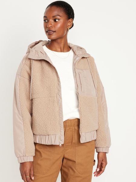 Hooded Sherpa Hybrid Jacket for Women | Old Navy (US)