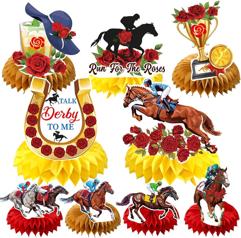 Kentucky Derby Party Decorations - 9PCS Kentucky Horsing Racing Honeycomb Centerpieces Decoration... | Amazon (US)
