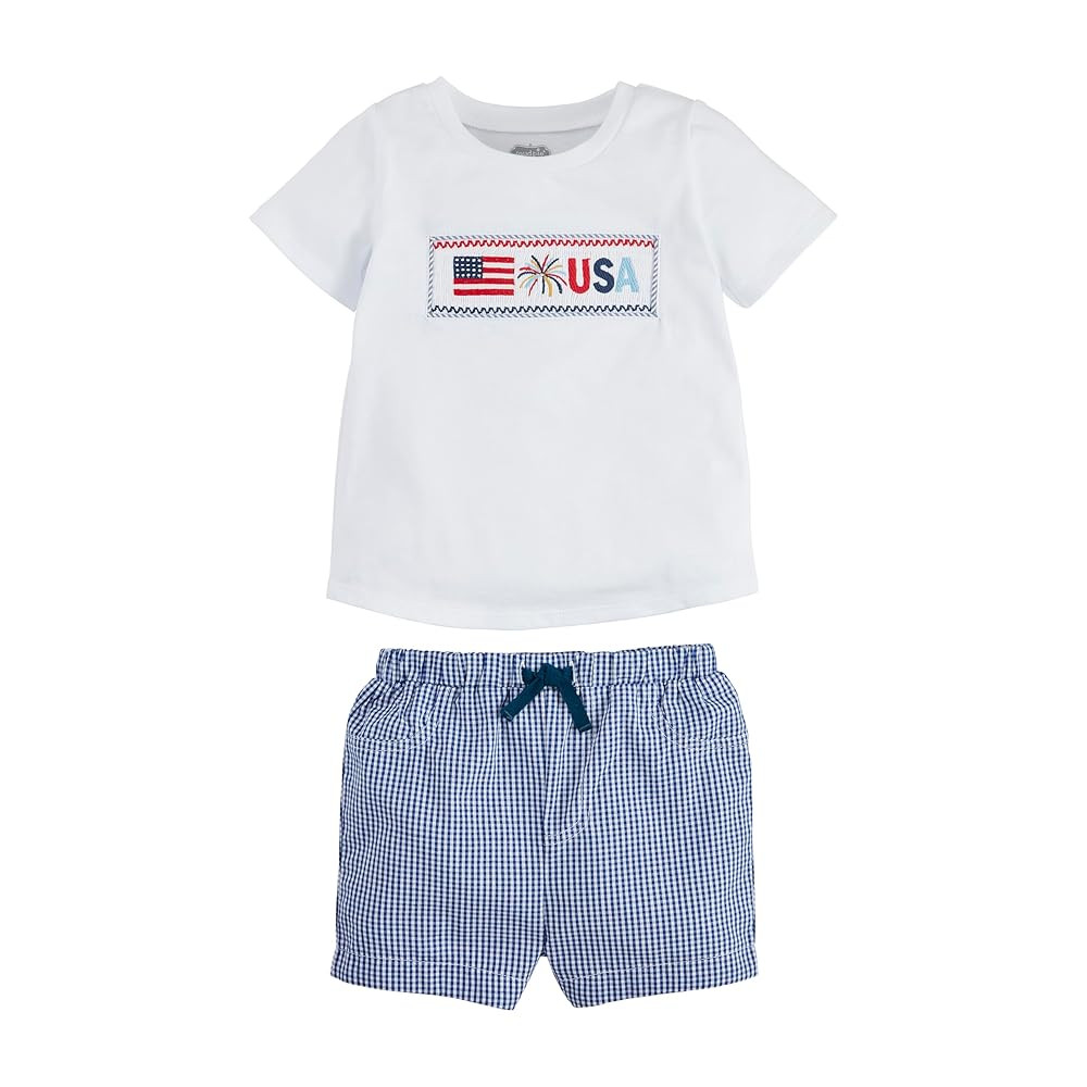 Mud Pie Children's Flag Smocked Tee Short Set; 12-18M | Amazon (US)