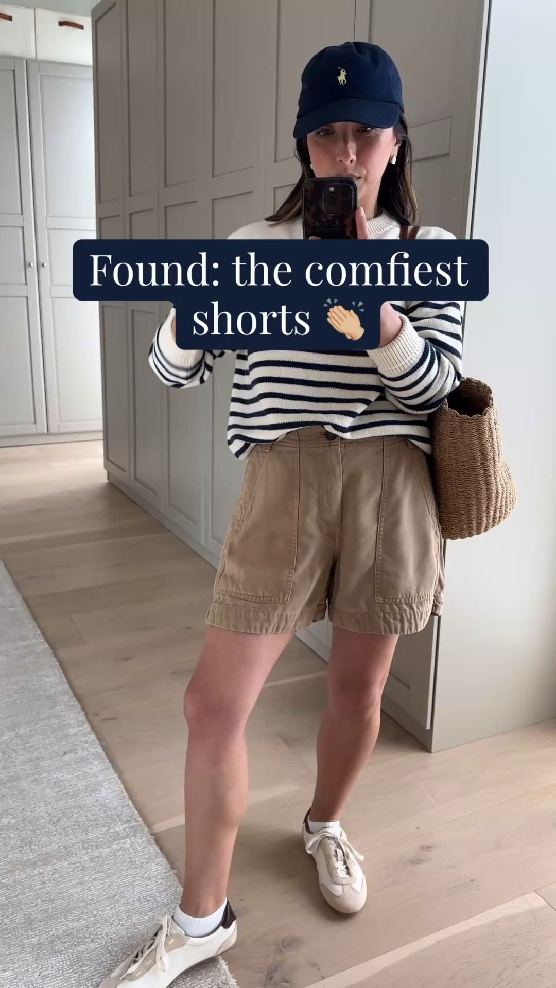 The shorts for my anti-shorts ladies. These are so soft, drapey, and roomy!

Minnow sweater small - size up
Everlane shorts 2 - run big
J.crew tote
Amazon socks
Zara sneakers 6
Polo hat 
Dorsey James necklace 15”
Dorsey earrings medium

Petite style, summer outfits, spring outfits 2026

#LTKmomlife #LTKPetite #LTKootd
