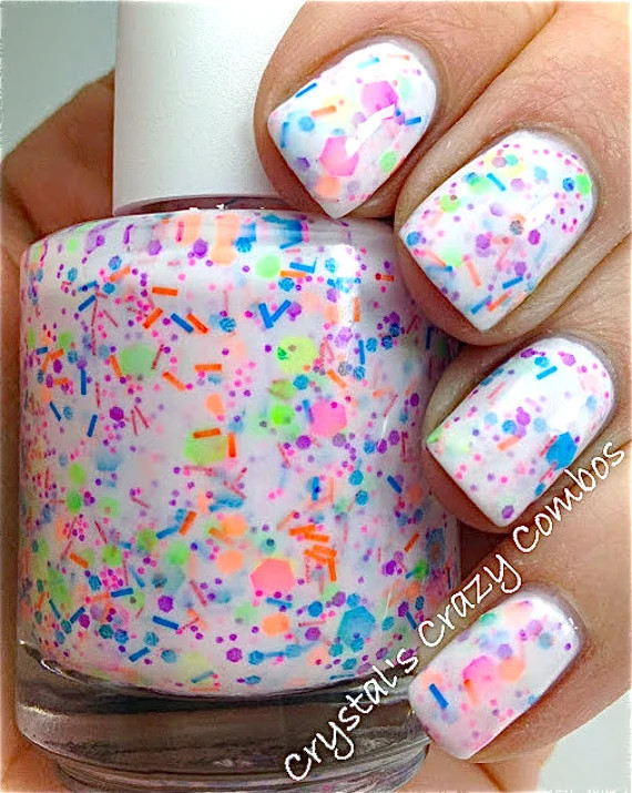 Haywire: NEON Rainbow Glitter Confetti Colorful Pop Nail | Etsy | Etsy (US)