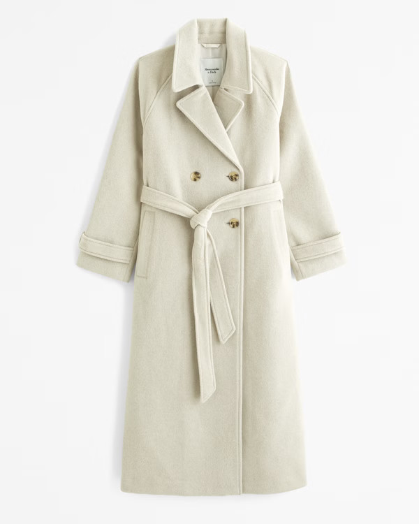 Wool-Blend Trench Coat | Abercrombie & Fitch (US)