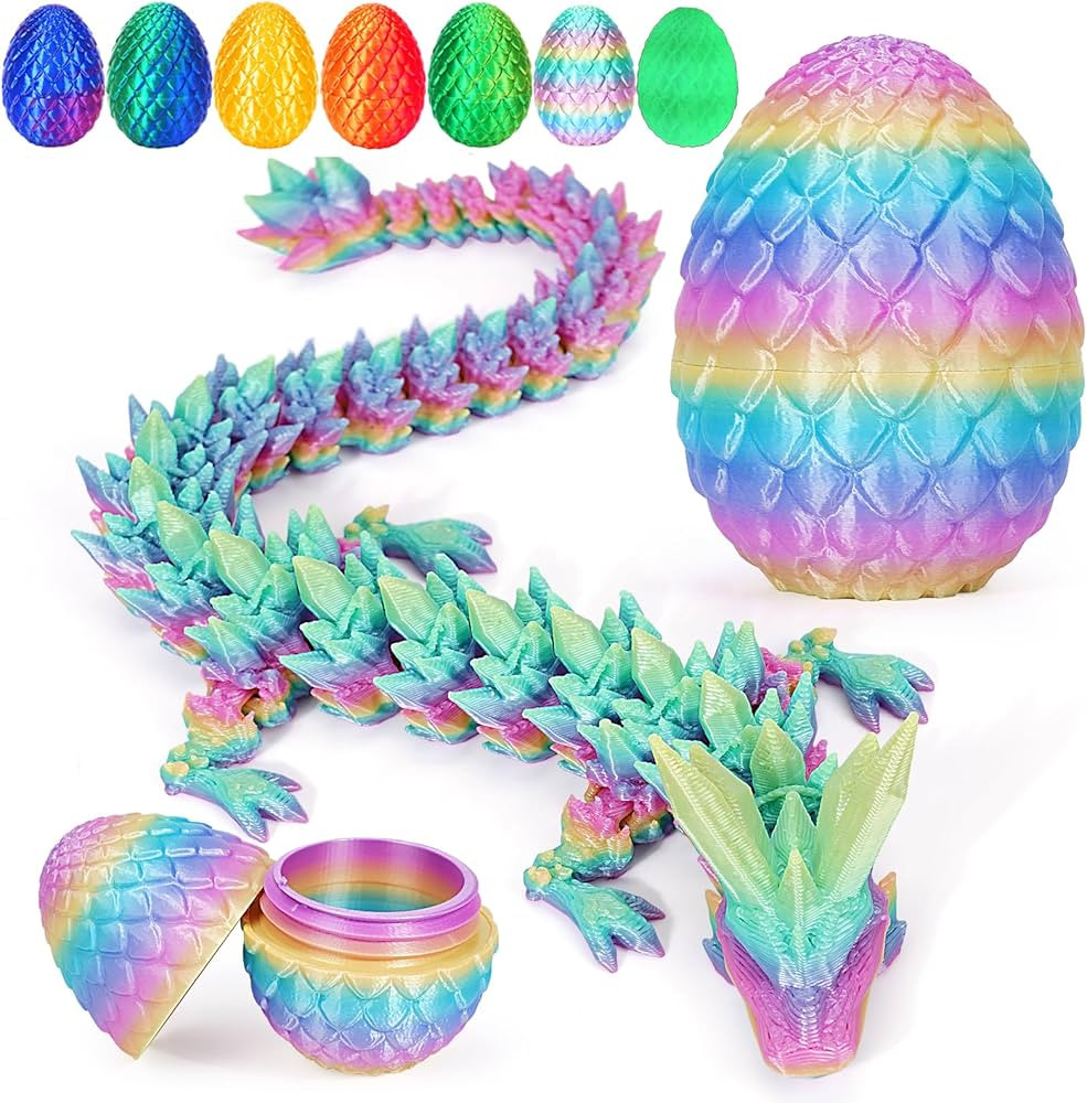 TBOLINE 3D Printed Easter Dragon Egg, Articulated Crystal Dragon Fidget Toy, Surprise Prefilled E... | Amazon (US)