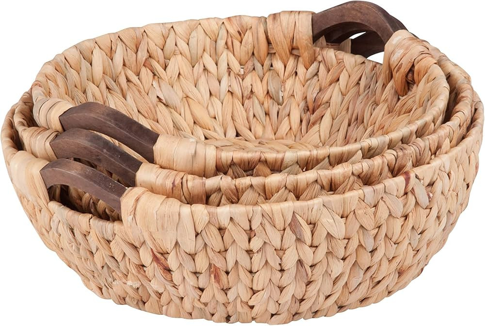 Honey-Can-Do 3pc Round Natural Baskets,Wood STO-04469 Natural | Amazon (US)