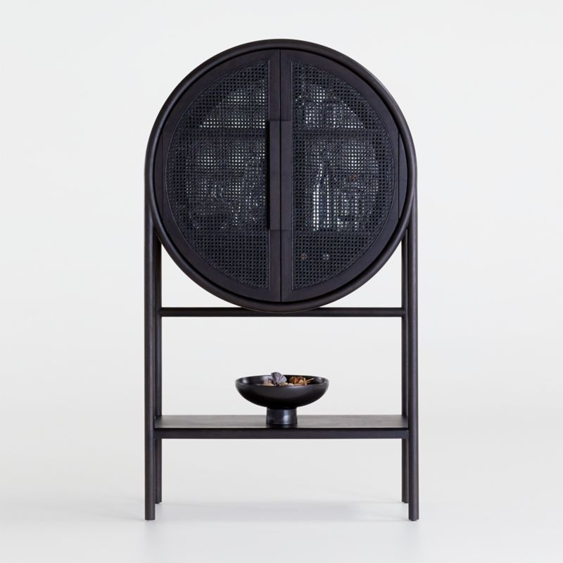 West Charcoal Cane Storage Bar Cabinet by Leanne Ford + Reviews | Crate & Barrel | Crate & Barrel