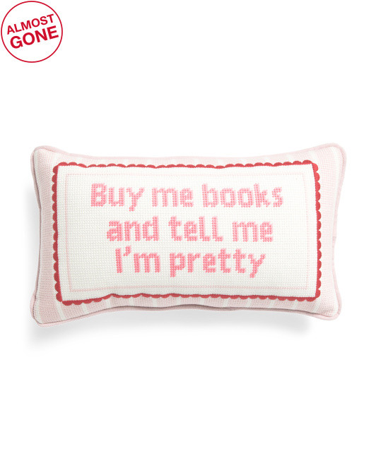 9x15 Buy Me Books Needlepoint Pillow | TJ Maxx