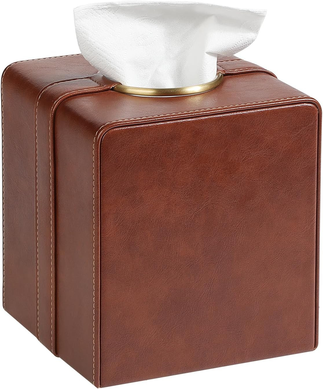 Luxury Square Tissue Box Cover PU Leather Tissue Box Holder Cube | Magnetic Bottom, Soft Velvet L... | Amazon (US)
