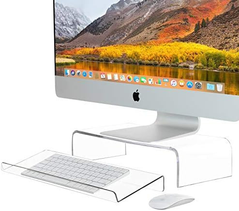 Homeries Acrylic Monitor Riser & Keyboard Stand for Home, Office, Business, Gamers, Schools | Multi  | Amazon (US)