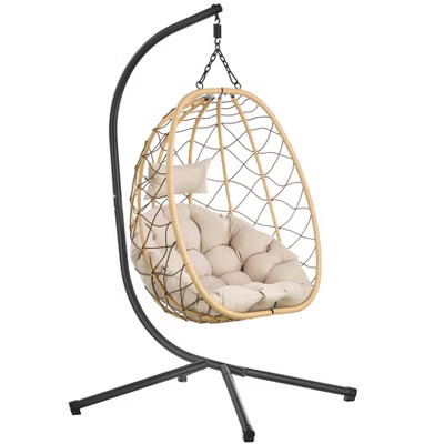 LeisureMod Summit Series Outdoor Egg Swing Chair with Cushions, Hanging Patio Chair for One Person | Target