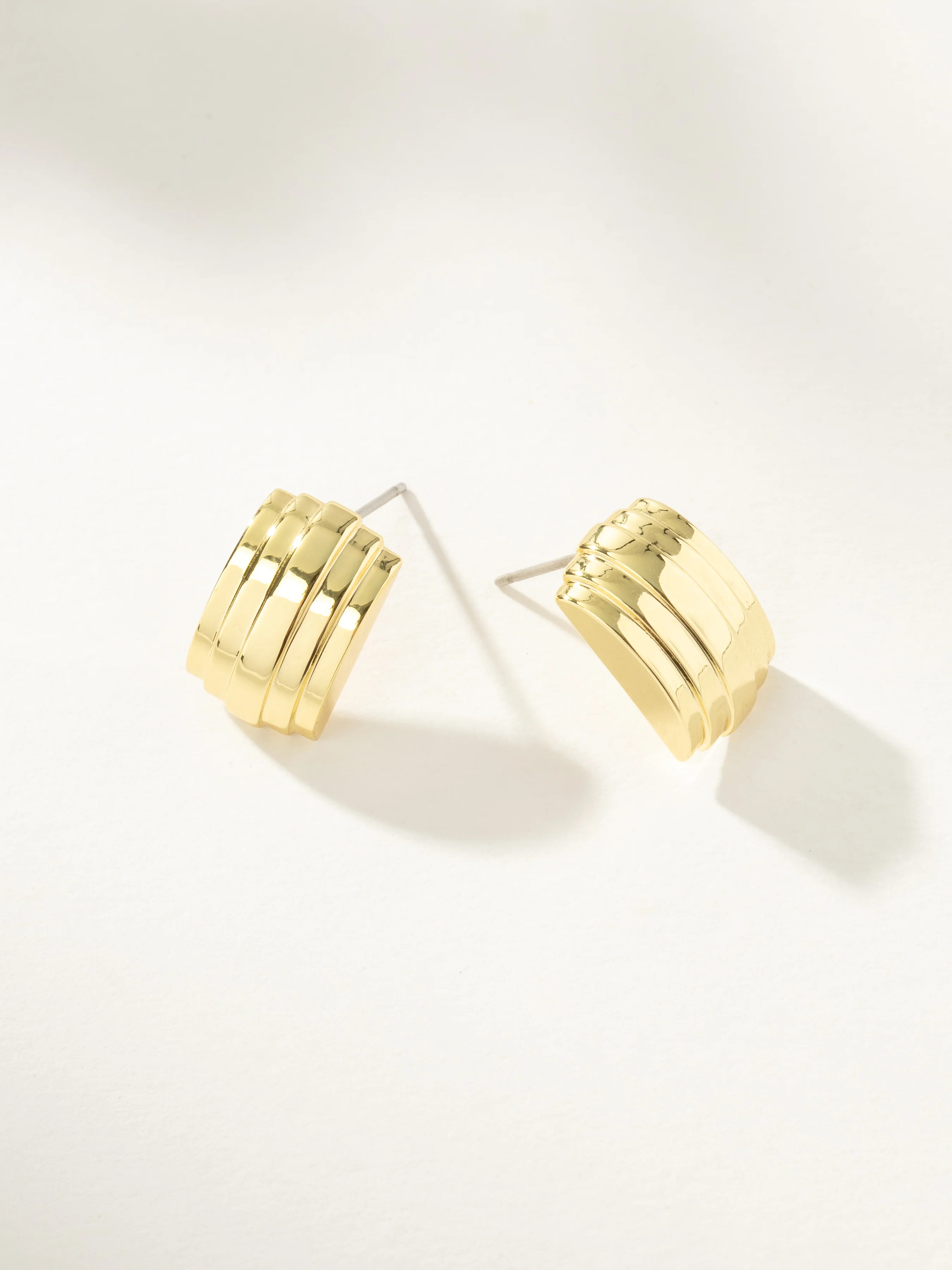 Gold Mirror Ribbed Earrings | Statement Stud Earrings | Uncommon James | Uncommon James