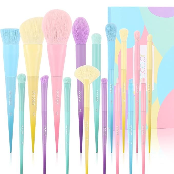 Docolor Makeup Brushes 17 Pcs Colourful Makeup Brush Set Premium Gift Synthetic Kabuki Foundation Bl | Amazon (US)