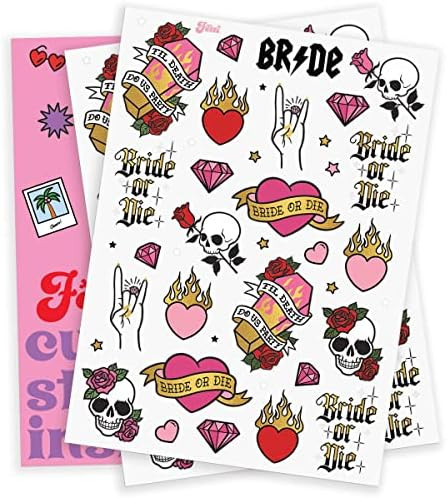 xo, Fetti Bride Or Die Bachelorette Temporary Tattoos | Amazon (US)