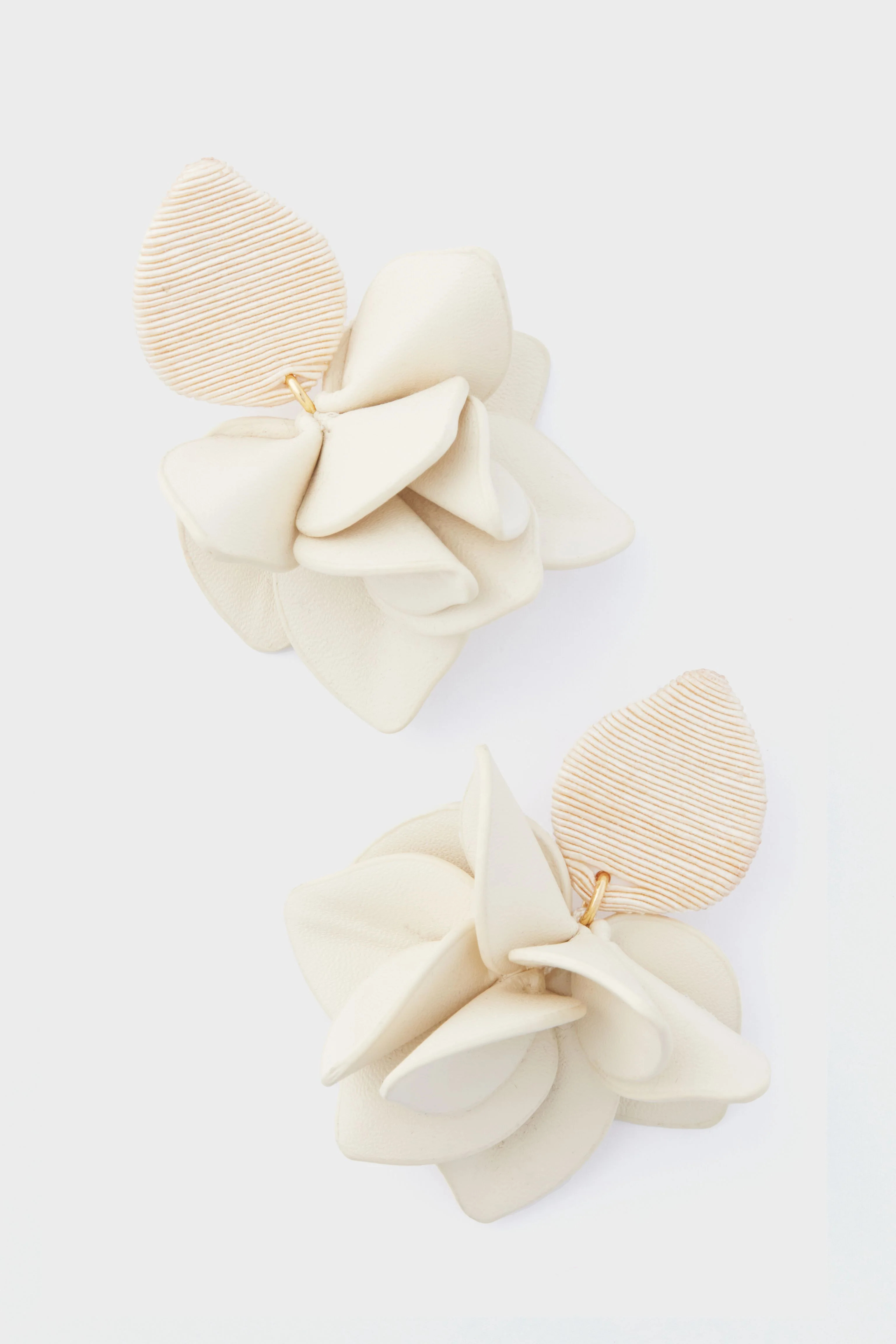 Cream Silk and Leather Orchid Earring | Tuckernuck (US)